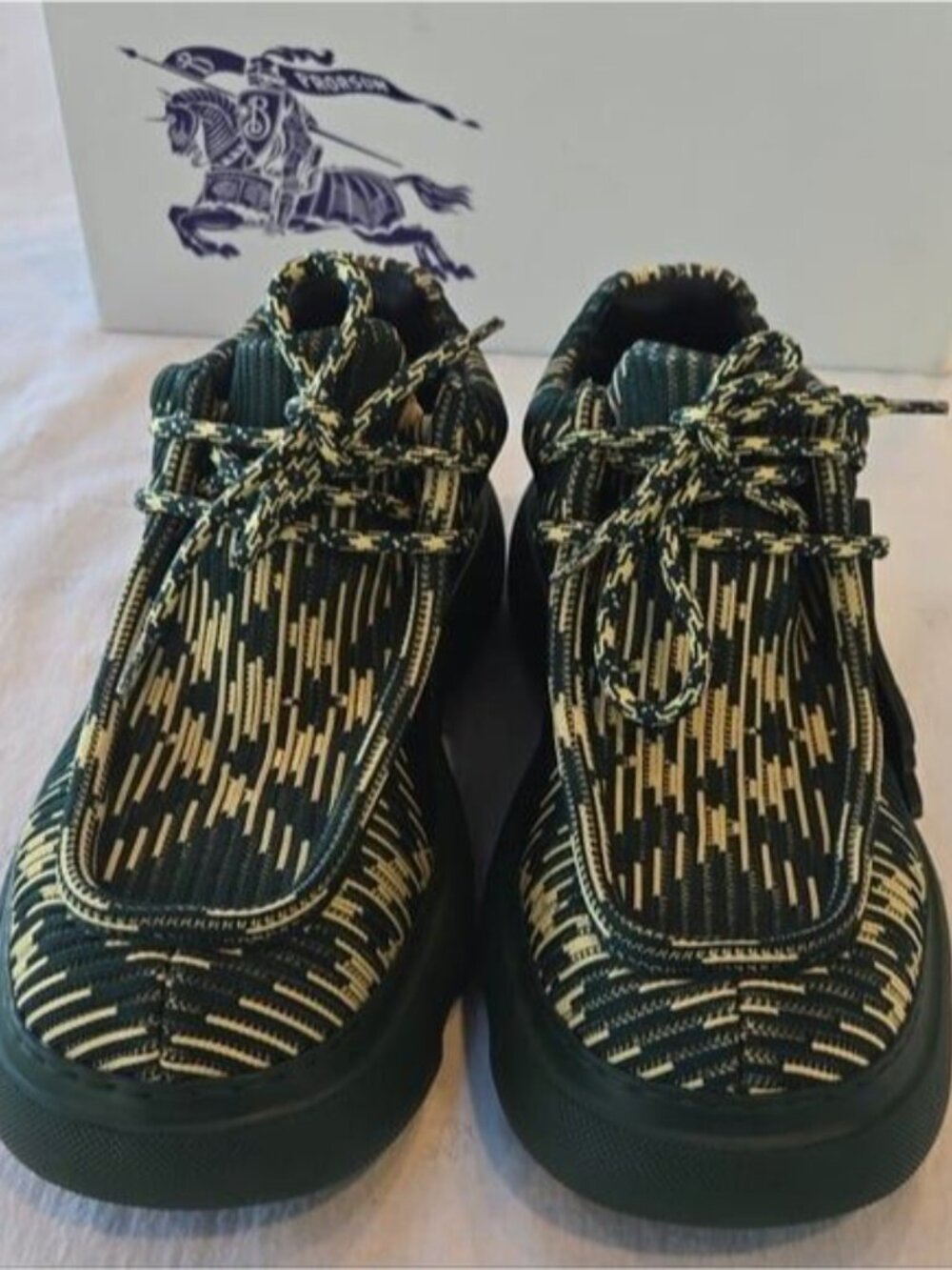 NIB Burberry Creeper Check Woven Derby Shoes Primrose Ip Check Green Size 40 - Picture 3 of 9